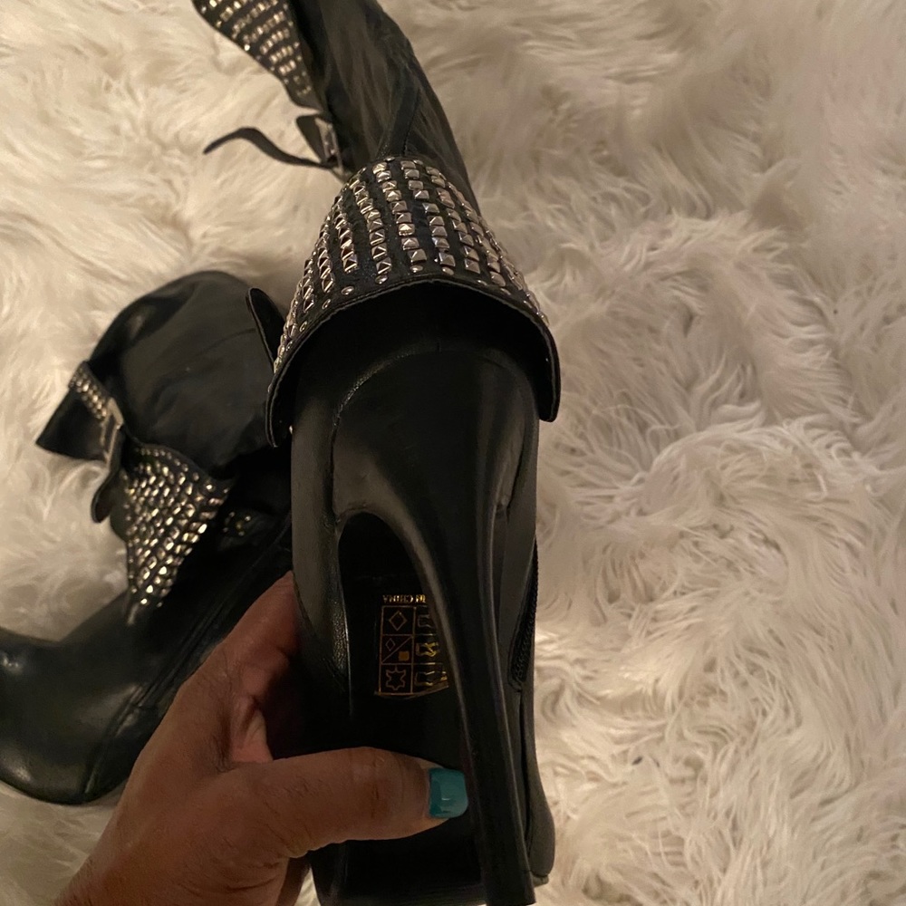 Black leather boots